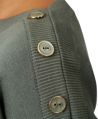 Women's Boat-Neck Button-Shoulder Sweater