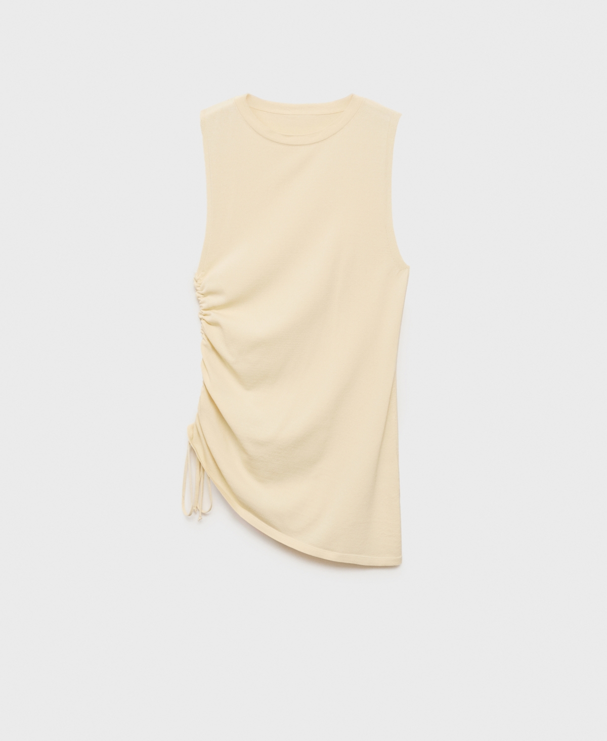 Women's Side Gathered Knitted Top - Ecru