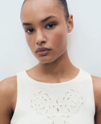 Women's Openwork Details Embroidered Top