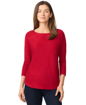 Women's Boat-Neck Diamond-Knit Dolman-Sleeve Sweater