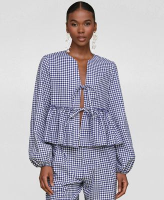 Avec Les Filles - Women's Linen-Blend Tie-Front Blouse