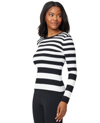 Women's Striped Ribbed Crewneck Sweater