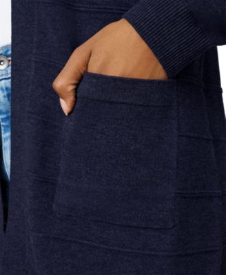 Women's Ribbed Open-Front Long Cardigan