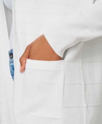 Women's Ribbed Open-Front Long Cardigan