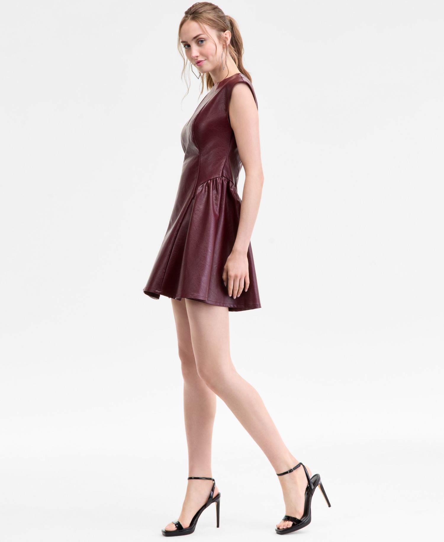 Juniors' Faux Leather Mini Dress