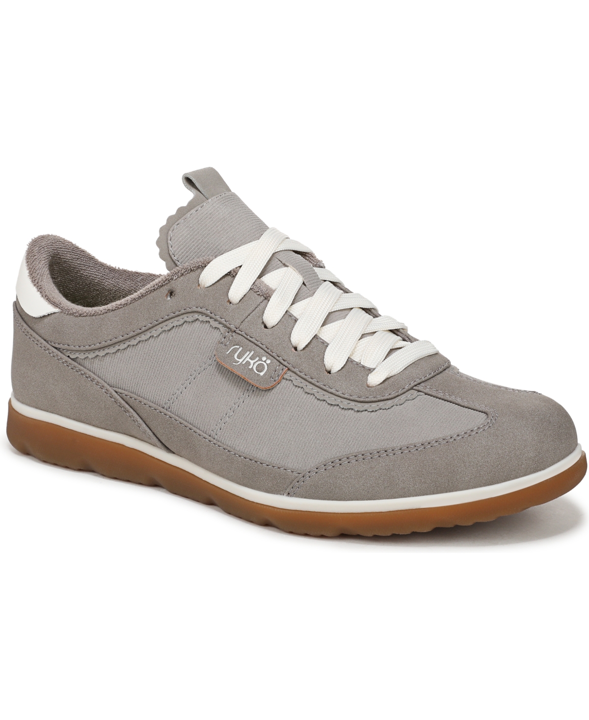 Women's Effortless Lace Up Court Sneakers - White Lace Fabric