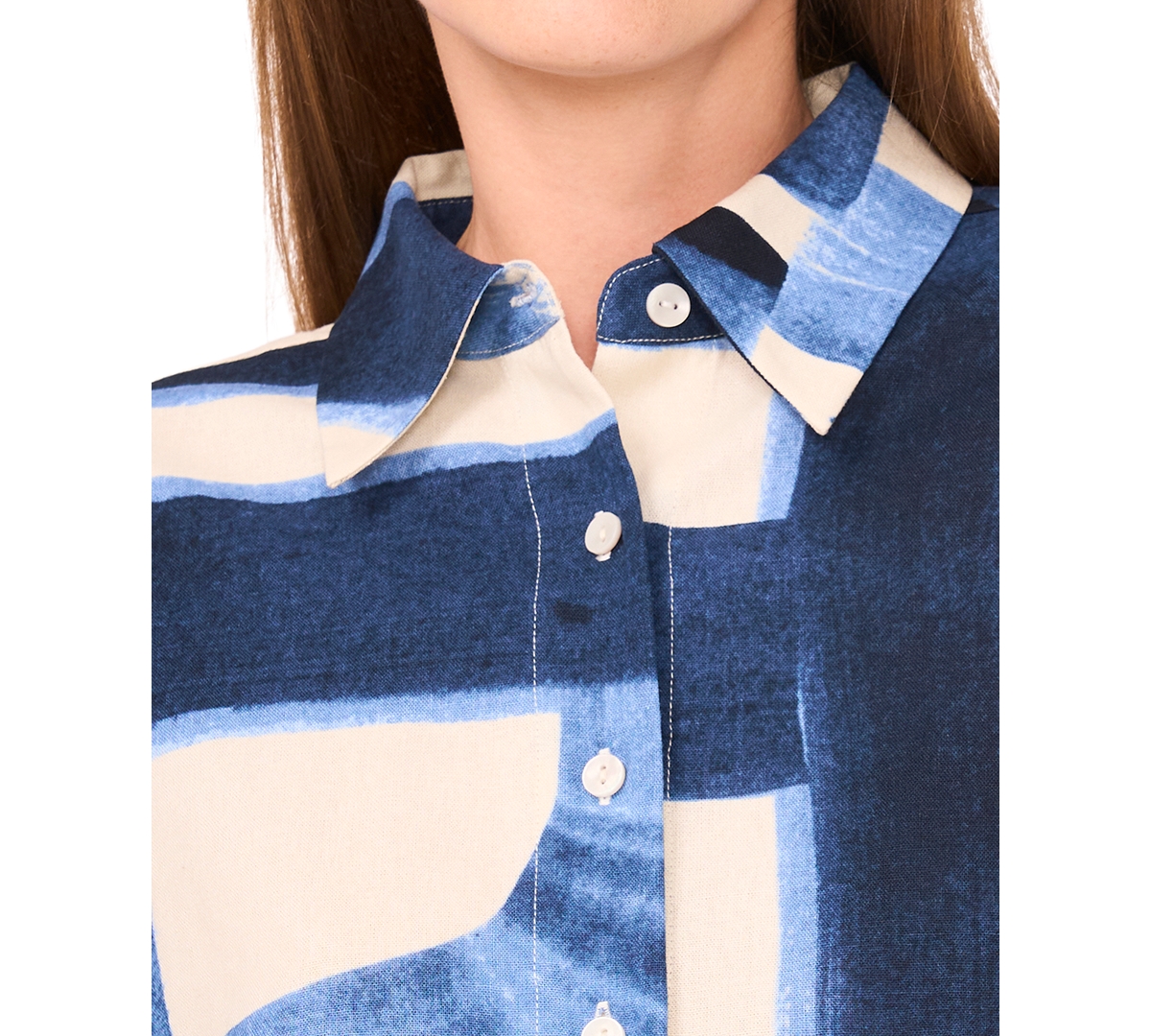 Parker Women's The Jay Printed Collared Button-front Shirt In Blue