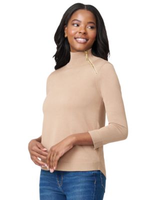 Melissa Paige - Women's Mock-Neck Asymmetrical-Zip Sweater