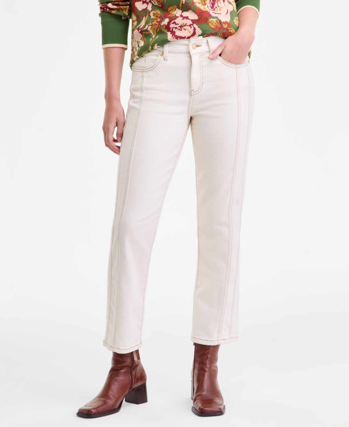 Liverpool Los Angeles Women's Kennedy Mid-rise Crop Straight Jeans In White