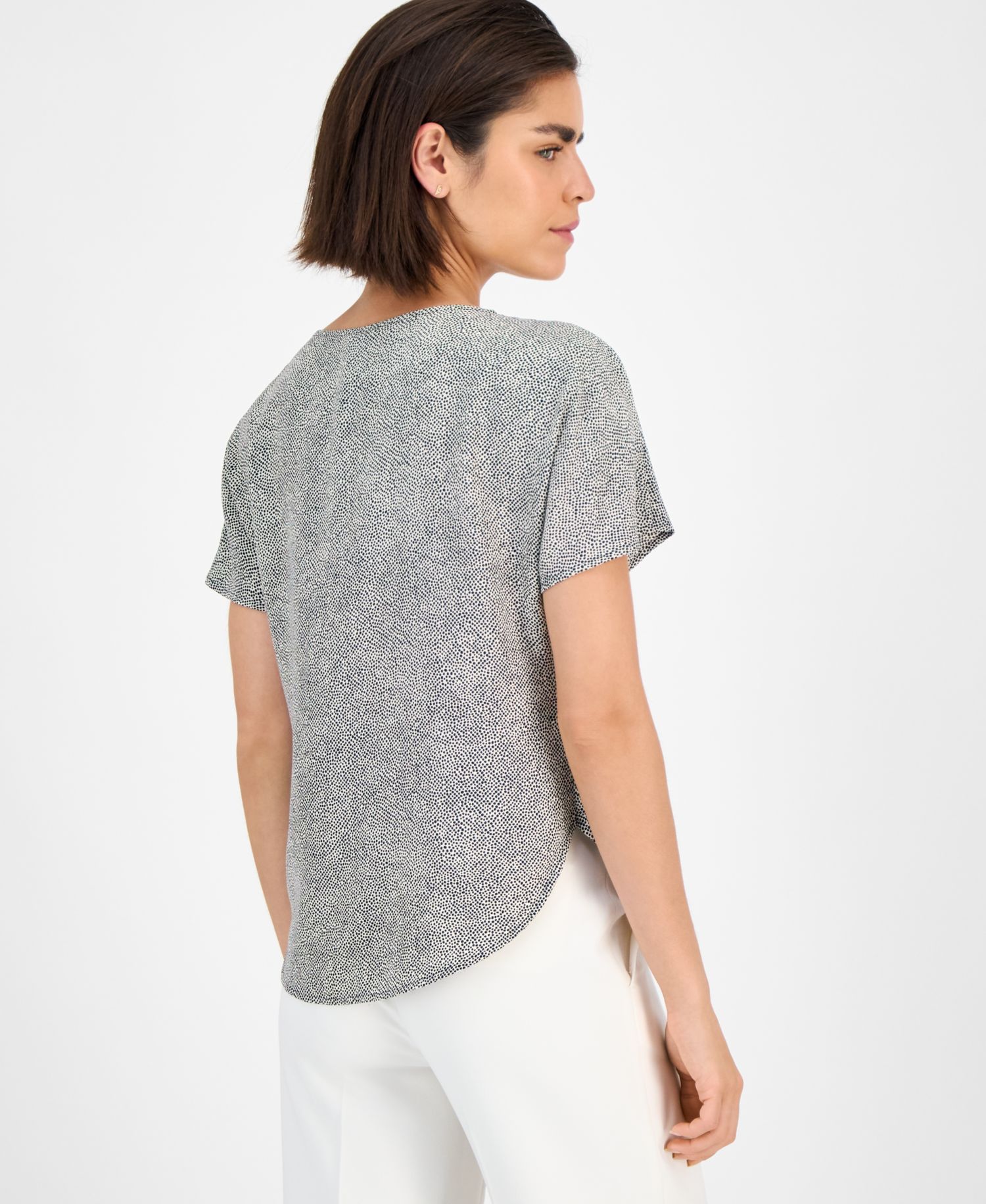 Petite Printed Boat-Neck Top