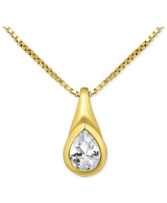 Giani Bernini - Cubic Zirconia Pear-Shaped Pendant Necklace in Sterling Silver, 16" + 2" extender