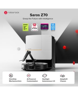 - Saros Z70 Robot Vacuum &amp; Mop, OmniGrip Arm, 22,000Pa Suction, 3.14&amp;#x22; Ultra Slim, Obstacle Avoidance, AdaptiLift Chassis - Silver