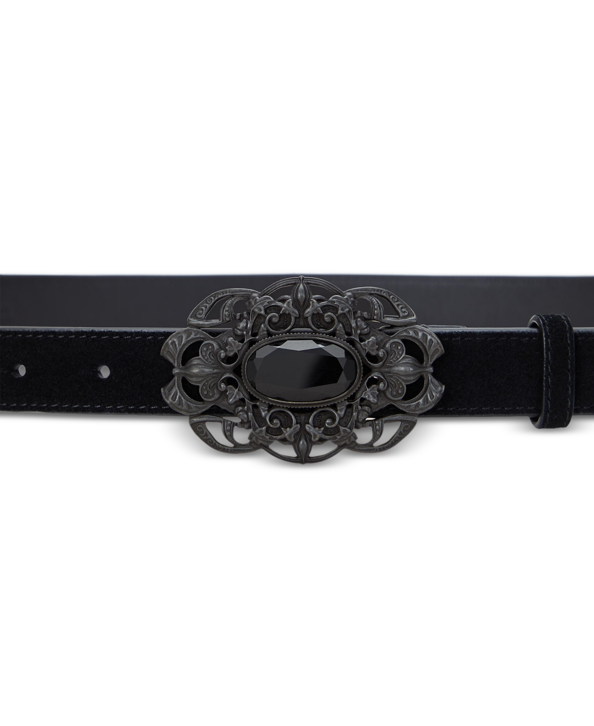Ralph Lauren Stone-buckle Suede Skinny Belt In Brown