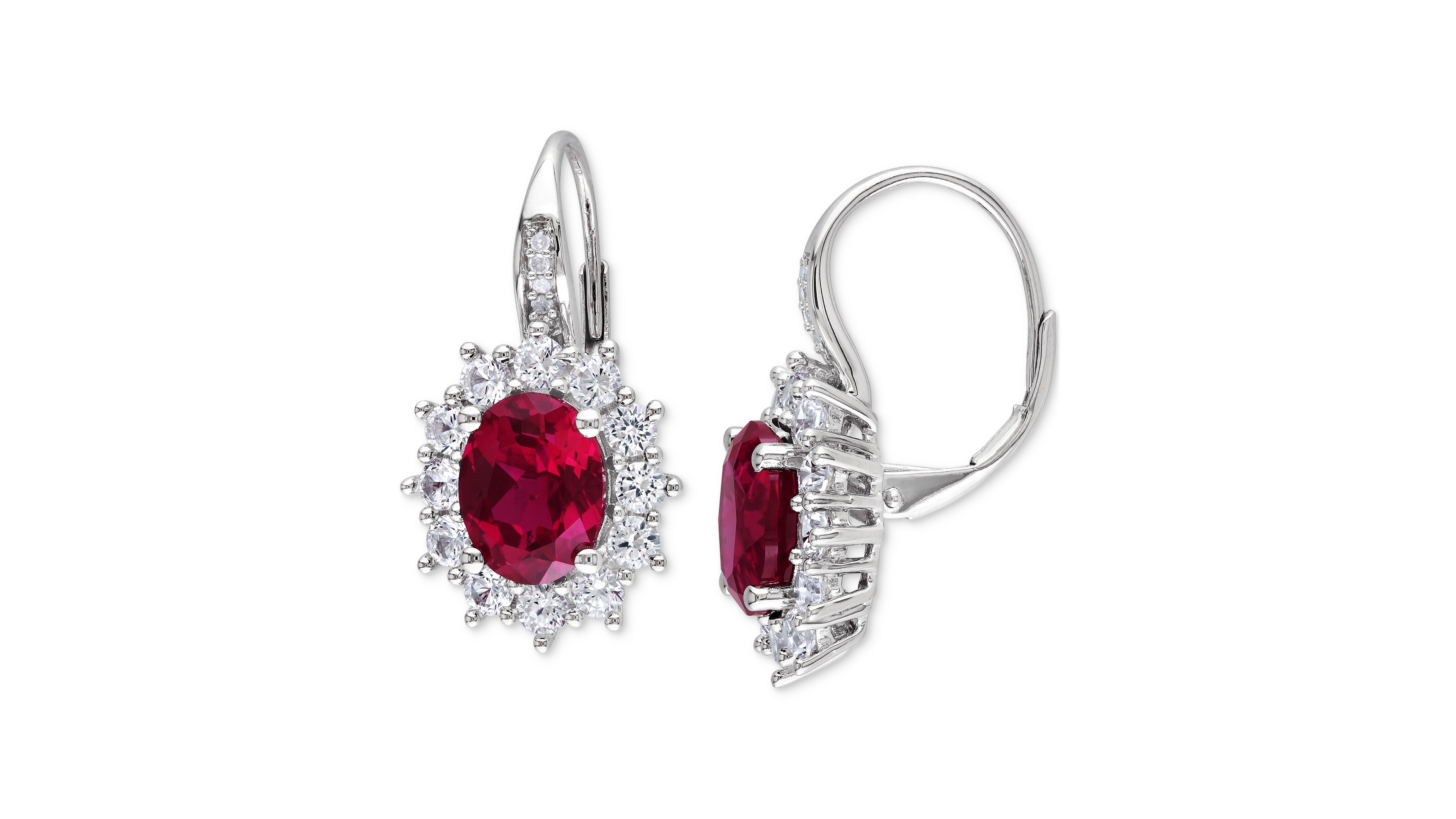 Lab-Created Gemstone & Diamond Accent Drop Earrings Sterling Silver