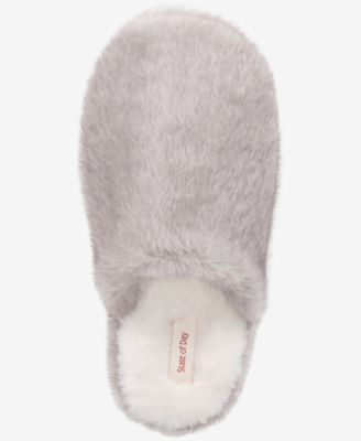 Women's Boxed Two-Tone Faux-Fur Slide Slippers, Macy's Exclusive