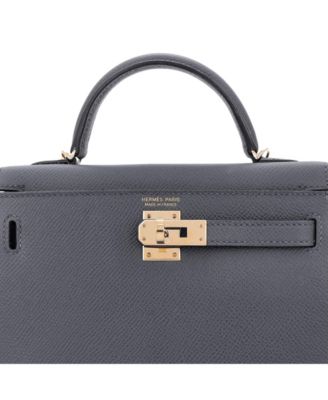 Pre-Owned Hermes Kelly 20 Handbag Grey Epsom with Permabrass Hardware