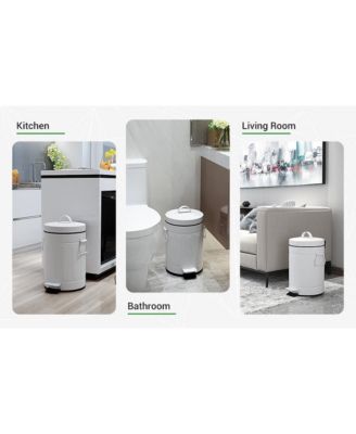 3.2 Gal./12-Liter and 0.8 Gal./3 Liter Old Time Style Round  White  Metal Step-on Trash Can Set