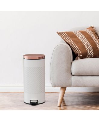 8 Gal./30 Liter White Metal Round Shape Step-on Trash Can with Diamond body design for Kitchen