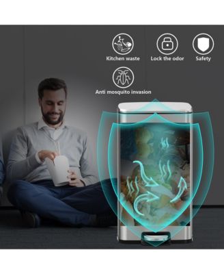 8 Gal./30 Liter Rectangular Stainless Steel step-on Trash Can for kitchen