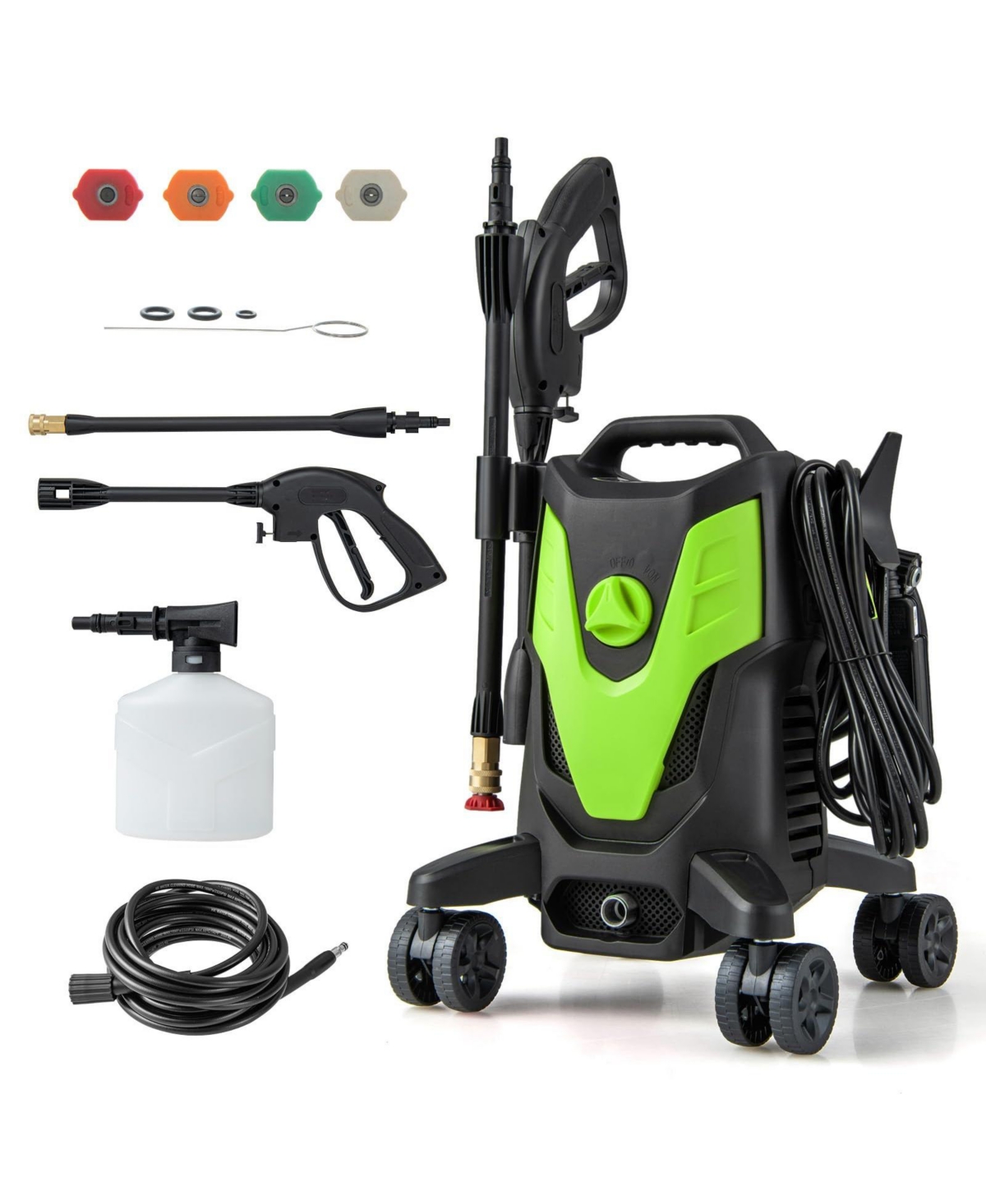 2400 Psi Electric Pressure Washer with 4 Universal Wheels - Green