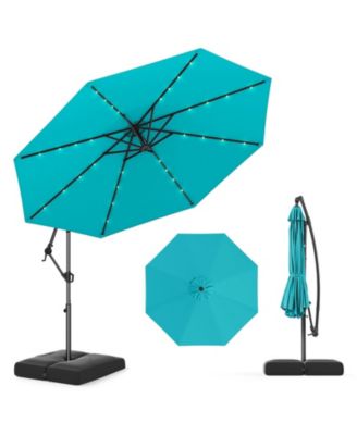 10 FT Solar Offset Patio Cantilever Umbrella with 32 LED Lights
