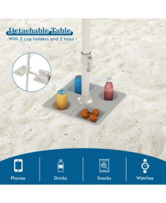 6.5 FT Beach Umbrella for Sand Heavy-Duty Sunshade Parasol w/ Sand Anchor