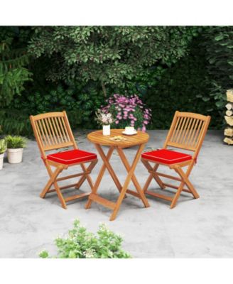 Outdoor Folding Chairs with Seat Cushions Set of 2