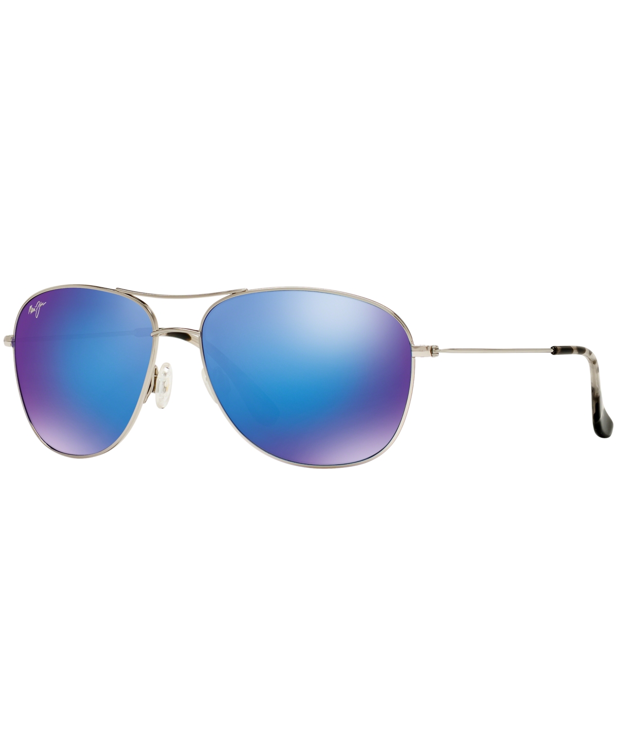 Shop Maui Jim Polarized Cliffhouse Sunglasses , 247 In Silver Shiny,blue Mirror Polar