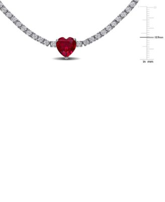 Lab-Created Gemstone (3 ct. t.w.) & Lab-Created White Sapphire (12-7/8 ct. t.w.) 17" Collar Heart Necklace in Sterling Silver