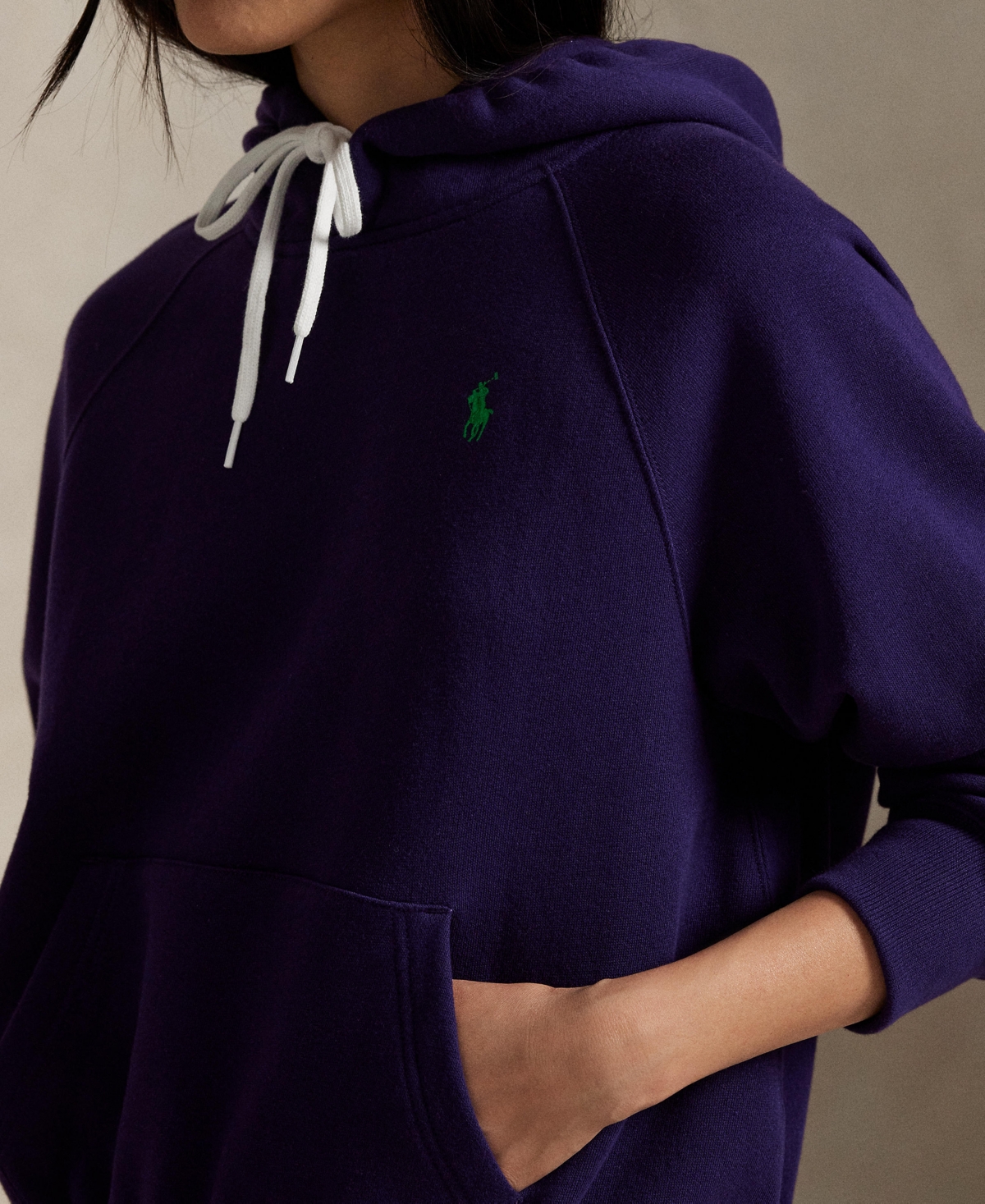 Polo Ralph Lauren Cozy Fleece Hoodie Drawstring Style In Black