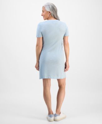 Petite Spread-Collar Short-Sleeve Dress, Exclusively at Macy's 