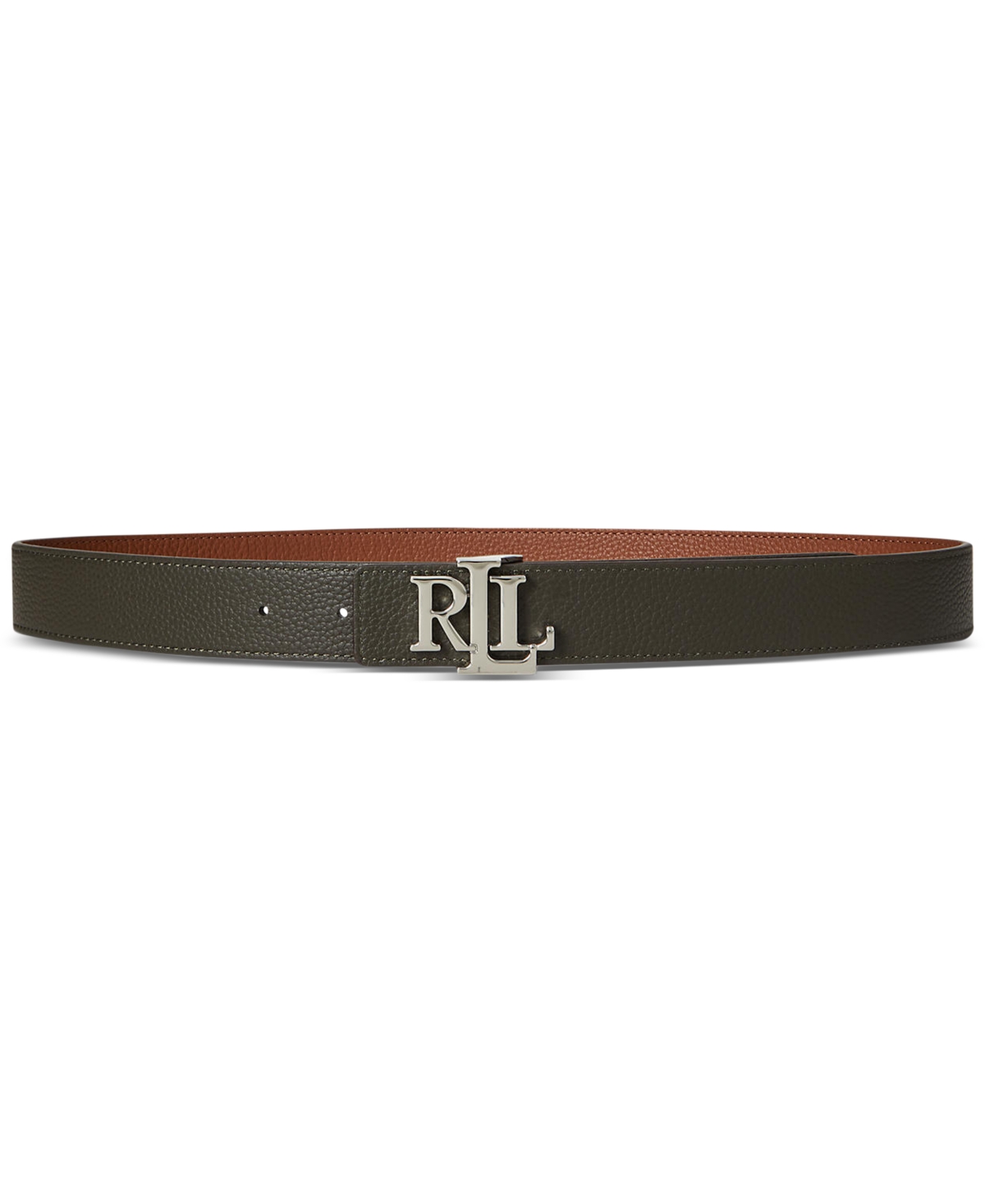 Ralph Lauren Logo Reversible Pebbled Leather Belt In Brown