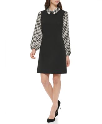 Women's Collared Long-Sleeve Shift Dress