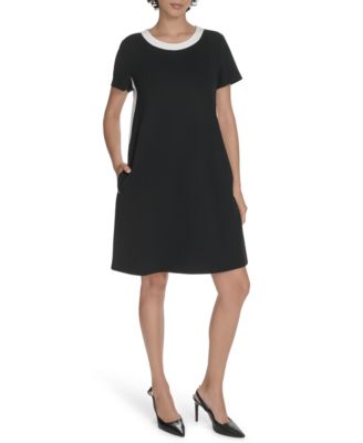 Women's Short-Sleeve Scuba Crepe Shift Dress