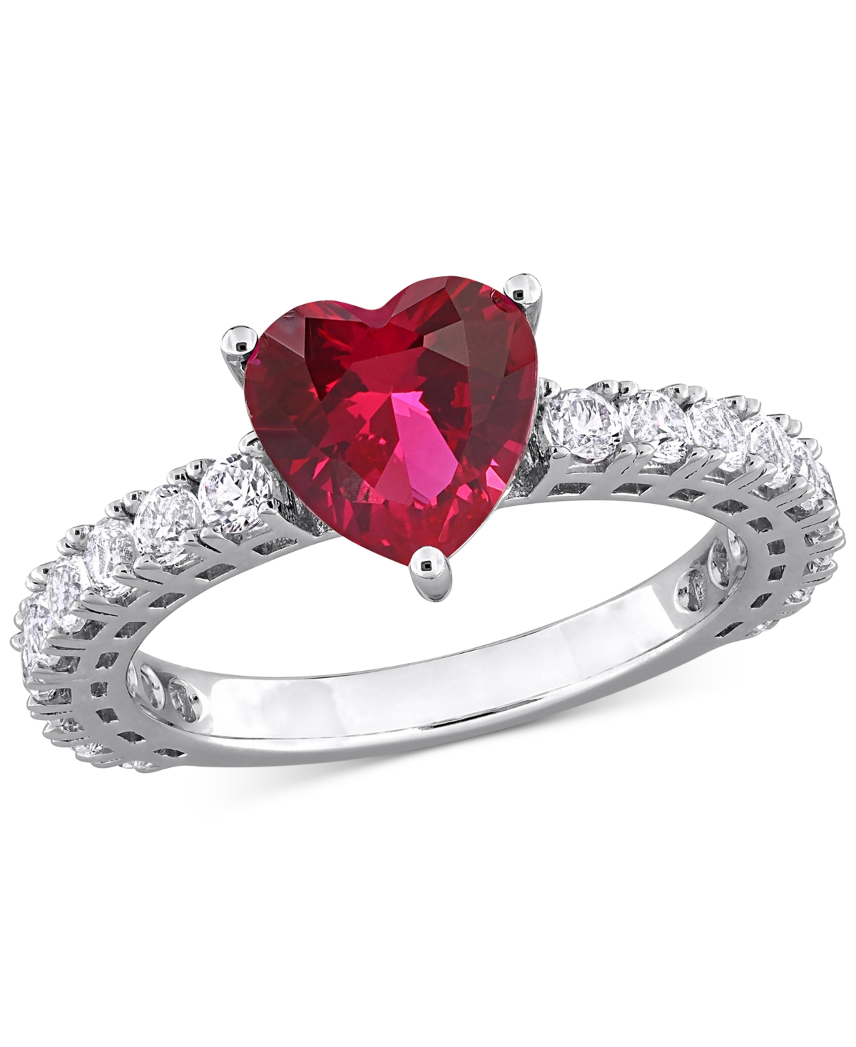 Ruby (3/4 ct. t.w.) & White Sapphire (1 ct. t.w.) Band in Sterling Silver - Ruby