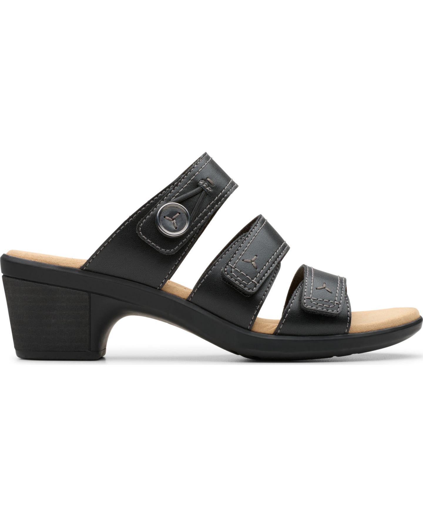 Женские сандалии Clarks Collection Emily2 Adella Block Heel, цвет: Чёрный кожаный — фото 2