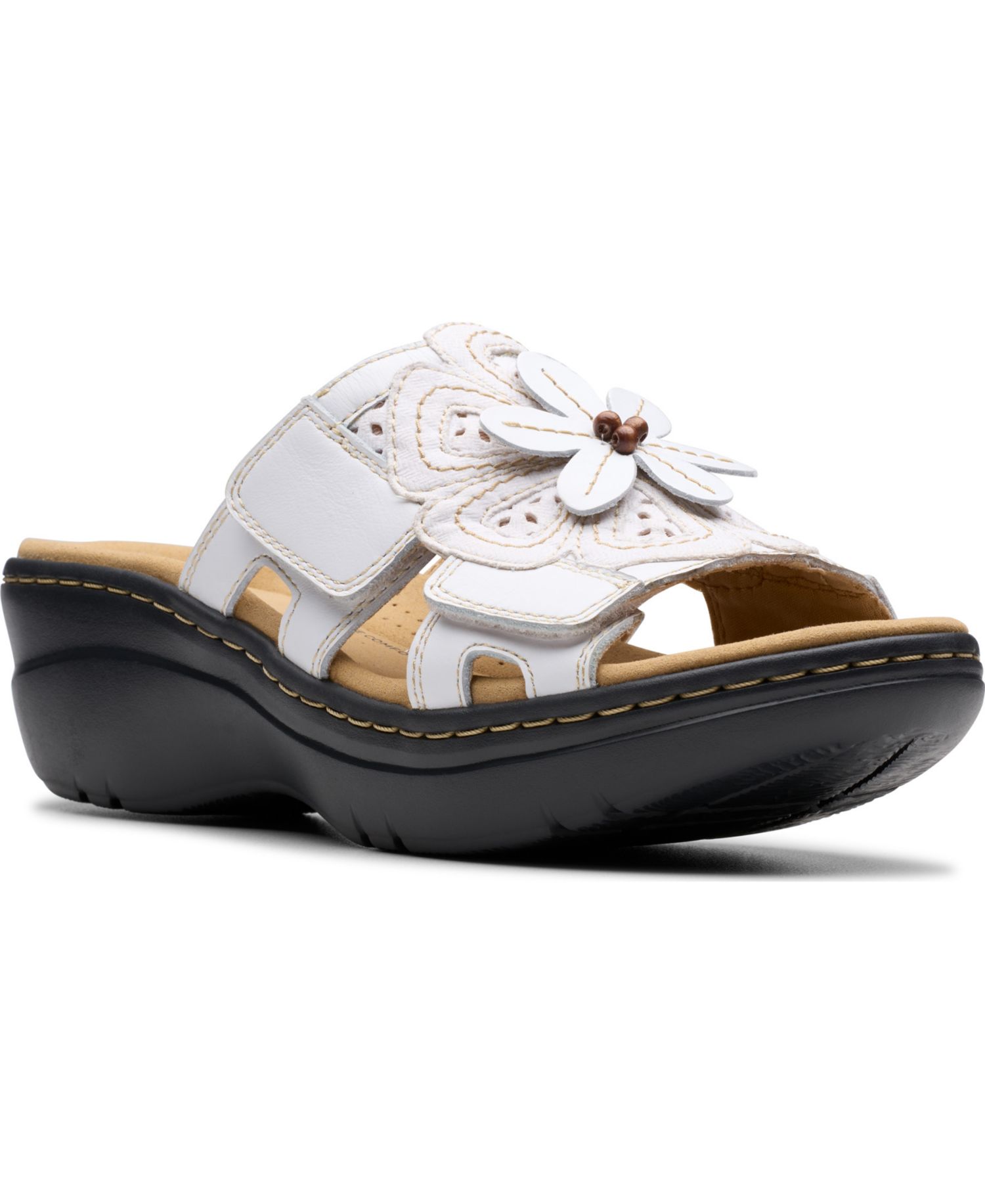 Merliah2 Belle Flower Leather Wedge Sandals