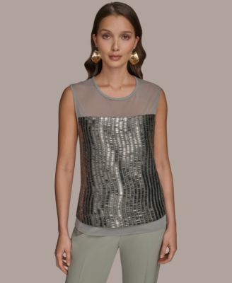 Donna Karan New York - Women's Sleeveless Beaded Mesh Top