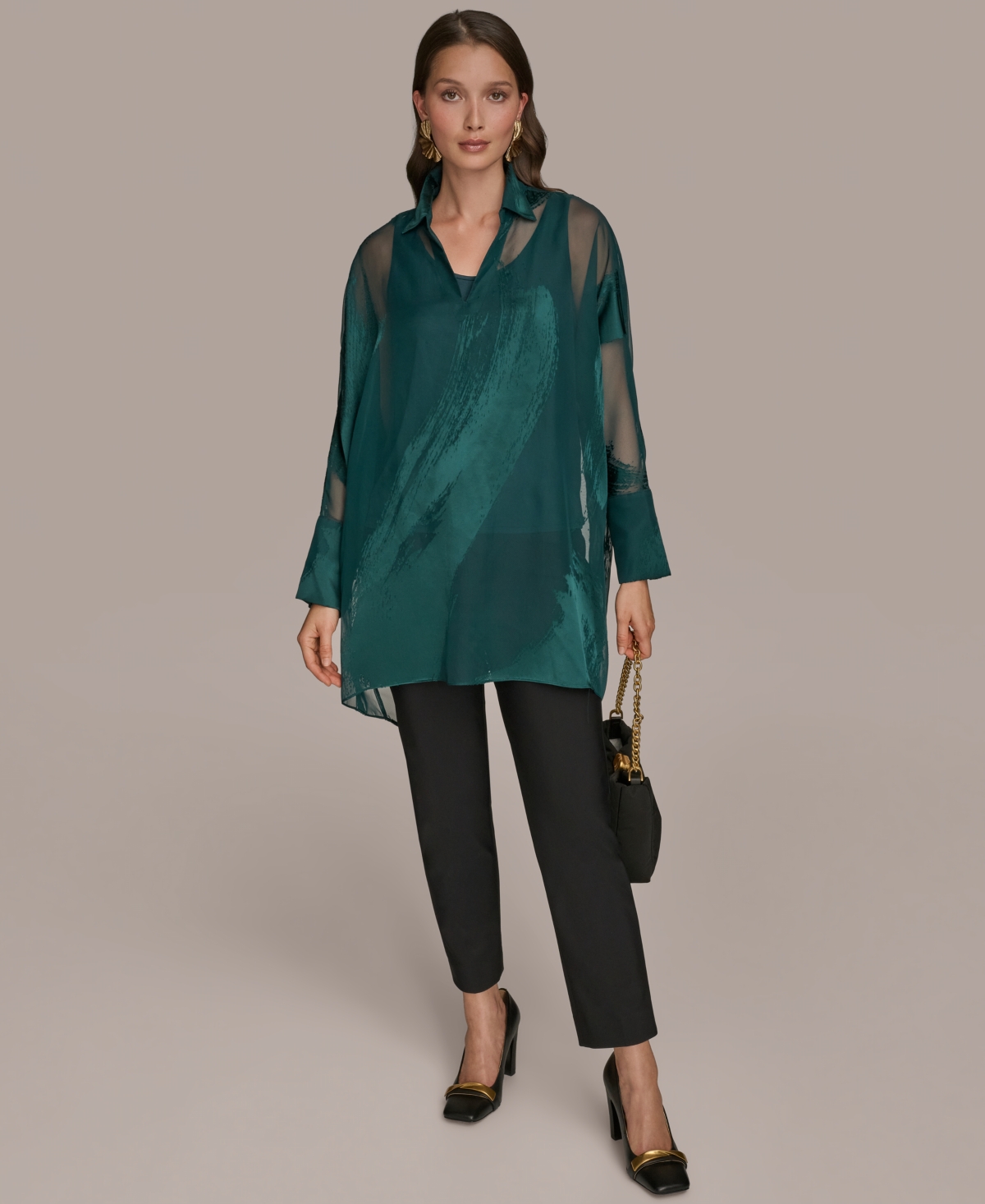 Donna Karan New York Brushstroke Burnout Tunic In Green