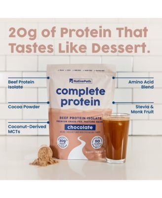 Complete Beef Protein Powder Isolate – 20g Protein, Chocolate Flavor, 30 Servings