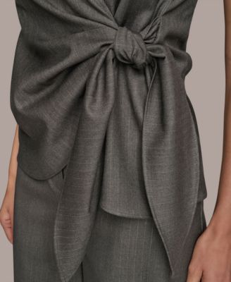 Women's Sleeveless Pinstripe Wrap Vest