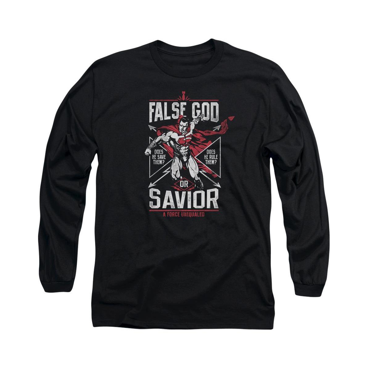 Men's False God Or Savior Long Sleeve Adult Tee / T-Shirt - Black