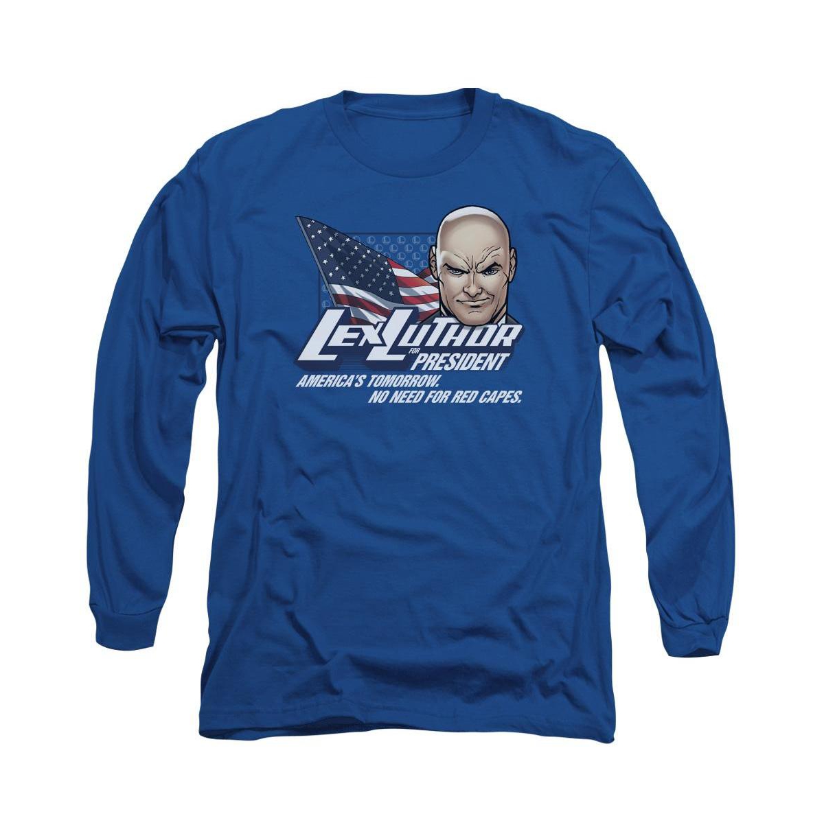 Men's Lex For President Long Sleeve Adult Tee / T-Shirt - Medium blue