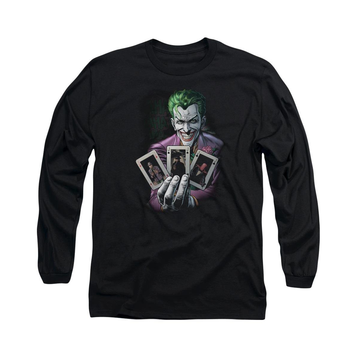 Men's 3 Of A Kind Long Sleeve Adult Tee / T-Shirt - Black