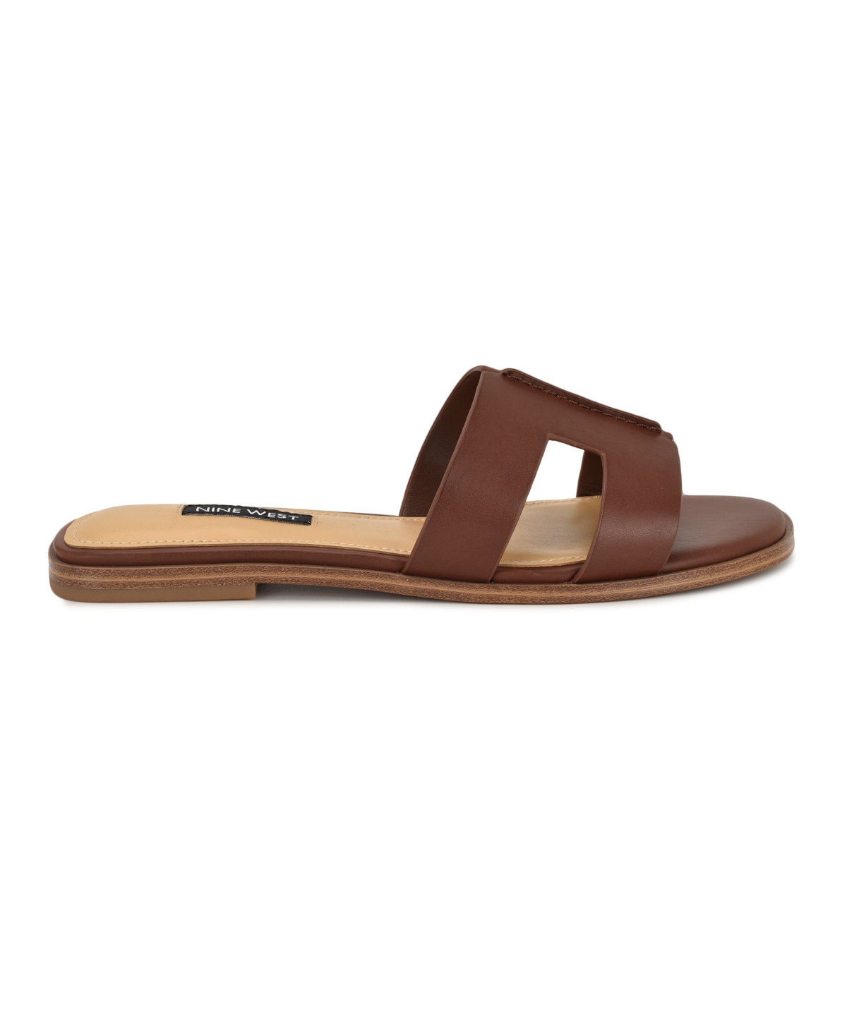 Nine West Women's Giny Cutout Flat Slide Sandals In Brown
