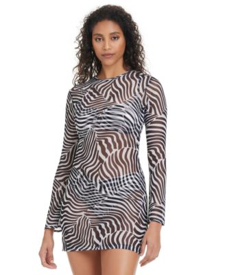Bar III - Women's Wild One Printed Mesh Dress Cover-Up