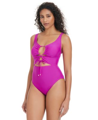 Bar III - Women's Unraveled Lace-Up One-Piece Swimsuit, Exclusively at Macy's