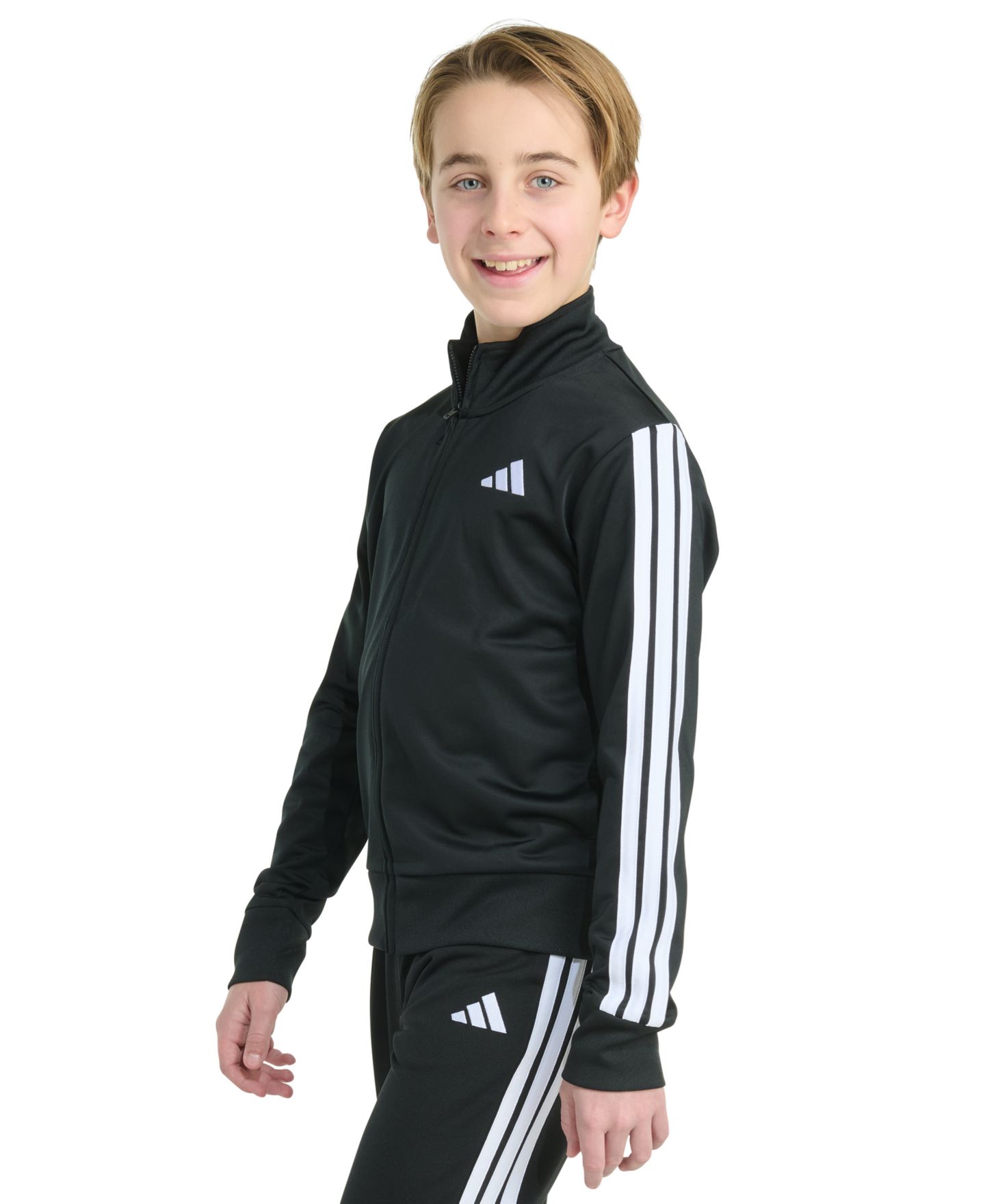 Куртка adidas Long-Sleeve Full-Zip Essential Tricot Jacket для мальчиков, цвет: Чёрный — фото 3