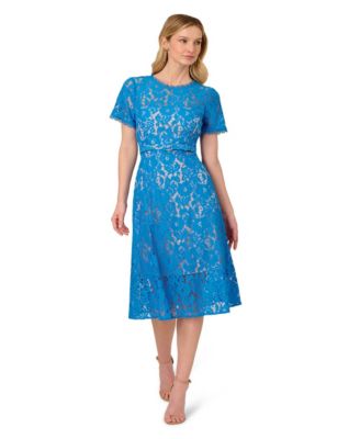 Adrianna Papell - Women's Short-Sleeve Knit Lace Dress