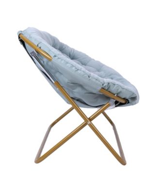 EMMA + OLIVER Double Steel Janey Folding Saucer Chair and Ottoman